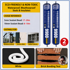 9900 Neutral Silicone Adhesive Sealant Waterproof Weather Resistant Glue for Glass Building Repair