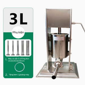 Máy Đùn Xúc Xích Quay Tay 3L - Chất Liệu Inox 304 - Nhồi Lạp Xưởng Tiện Lợi - Loại 5 Ống Đùn