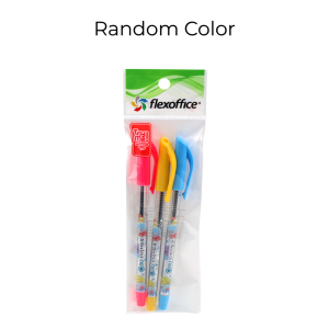 FlexOffice FlexStick Neo Smooth Ink Ballpen 0.5/0.7mm - Pack 3pcs - Black Ink for School FO-GELB019