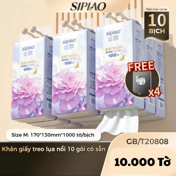 Thùng 10 Bịch 4 Lớp 10.000 Tờ Giấy Lau Đa Năng SIPIAO Tím Chính Hãng ...