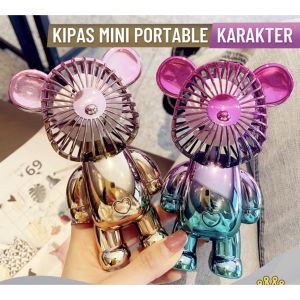 Kipas Angin Mini Portable Beruang GRADASI Lucu USB Charge Fan 3-Speed MINI FAN BEAR