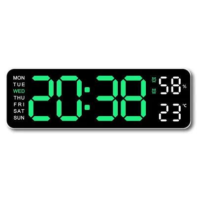นาฬิกาดิจิตอล นาฬิกาดิจิตอลติดผนัง นาฬิกาแขวนผนัง LED DIGITAL CLOCK แสดงวันที่ อุณหภูมิ เขียว E72