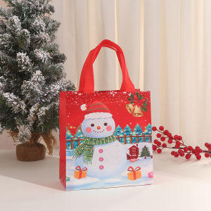 10PCS Large Christmas Gift Packaging Bags Present Wrappers Reusable Non-Woven Shopping Bag Cartoon Santa Claus Snowman Kids Gift Packaging Bag