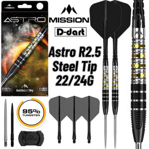 MISSION STEEL TIP DARTS - 22G/24G ASTRO R2.5 (Rapid Points) 95% TUNGSTEN DART SET