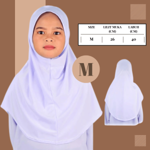 Tudung Sekolah Putih Lycra Korea Soft Awning Lembut/Kids White School Hijab Head Scarf [XS/S/M/L]
