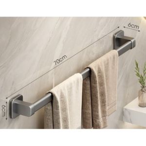 Bathroom Towel Holder No Drill Wall Mounted Rack Aluminum Alloy Hanging Bar Storage Organizer