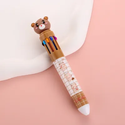Gratis Ongkir - Pulpen Mekanik 10 Warna Motif Teddy Bear / Bulpen Karakter Teddy Lucu 10 Warna Tinta