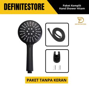 Hand Shower Hitam Komplit Kamar Mandi Model Bulat ABS Premium