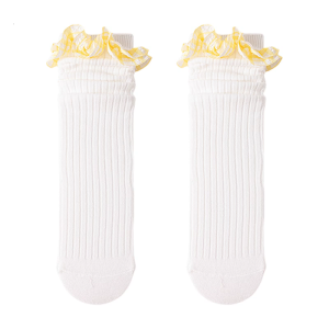 1 cặp 3-10t tất trẻ em màu trơn thời trang vớ thoáng khí Hàng dệt kim trong dài đến bắp chân trẻ em của vớ cho cô gái