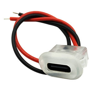 LEI 2pin USB Type C Input Type Charging Socket With LED Lights Plate Waterproof USB-C Power Port TYPE-C Female Connector Jack