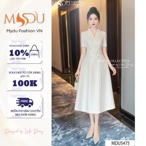 Váy Dạo Phố MDU5475 Chất Gold Nhật Cao Cấp Thiết Kế Cổ Vest Kết Hợp Đai Rời Thanh Lịch Từ MDU