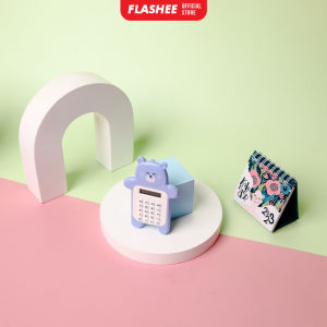 Flashee Kalkulator Beruang Mini Aesthetic Kalkulator Sekolah Motif Bear 8 Digit Calculator Portable