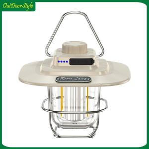 【Arrive 1-3 Days】LED Tent Light Vintage Portable Hanging Camping Lamp Stepless Dimming Waterproof IPX4 Rechargeable for Outdoors for Hiking Camp for Home