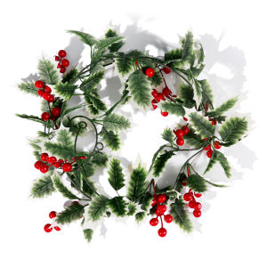 2M Artificial Holly Leaf Vine Red Berries Christmas Rattan DIY Garland Wreath Xmas Tree Hanging Ornaments Home Decoration Wreath