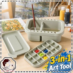 Paint Brush Washer Basin Palette Box With Lid Portable Brush Holder Art Supply Cleaning Cup