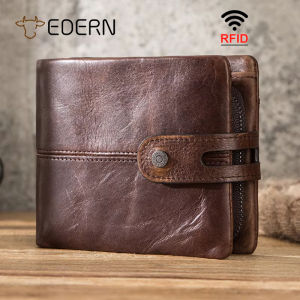 Edern 2025 Mới Ví Da Thật Cho Nam Túi Ly Hợp Thời Trang Retro Da Bò Đựng Túi Hộ Chiếu Rfid Chặn Ví Dài Ví Đựng Tiền Xu