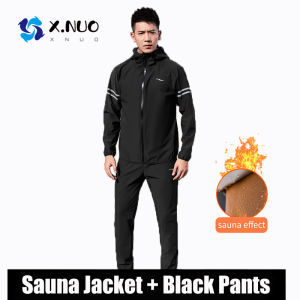 Hanqiaoxi Men Sauna Jacket Sweatsuit Reflective Strip Fitness Clothes Drop Body Suit Sports Weight Loss Running Suit
