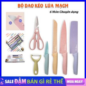 Bộ Dao Keo Làm Bếp 6 Chi Tiết Chất Liệu Lúa Mạch Màu Pastel Cao Cấp Bộ Dao Kéo 6 Món Đa Năng Siêu Bén Sắc Bền Bỉ Thép Không gỉ - Bộ dao làm bếp Bộ dao 6 món cao cấp - Bộ dao lúa mạch 6 món cao cấp