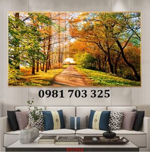 Tranh gạch đẹp cảnh mùa thu