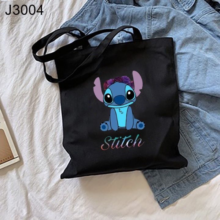 Cute%20Stitch%20Printed%20Canvas%20Tote%20Bag%20Casual%20Black%20Shoulder%20Shopping%20Handbag%20-%20Image%206