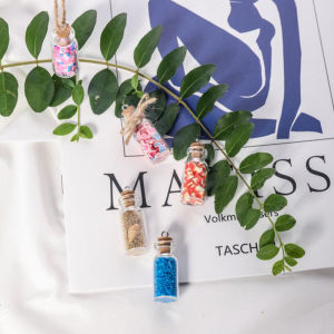 Ginca 5pcs Mini Glass Bottle Vial Tube Potion Perfume Cork Jars Wish Pendant Charm