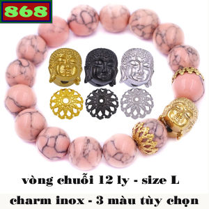 V&ograveng chuỗi san h&ocirc hồng 12 ly Như lai inox VSHHNLHK12