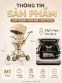 Xe đẩy gấp gọn Minibear cao cấp, 2 chiều cao cấp, điều chỉnh ngồi nằm 175°, có màn che chống nắng, bánh xe địa hình. 
