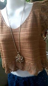 เสื้อครอปถักเซ็กซี่โชว์เอว