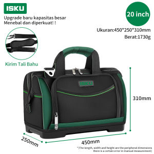 ISKU Tool Bag Besar 20 inch 1680D Kain Oxford Tas Perkakas Anti Air Tool Bag Perkakas 16-20 inch Tas Alat Pro