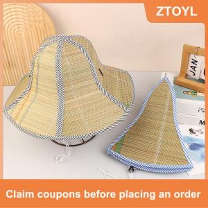 【ZTOYL】 Chinese Bamboo Rattan Hats Retro Handmade Weave Straw Hat Tourism Rain Dance Props Cone Fishing Sunshade Fisherman Hat