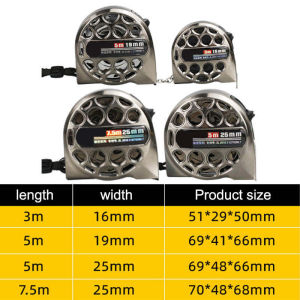 Hollow Stainless Steel Measuring Tape | Rustproof Waterproof Drop-resistant | 3m/5m/7.5m Sizes | High Precision for Construction & Industrial Use