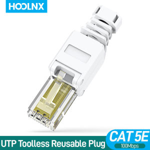 HOOLNK Toolless RJ45 Connector CAT8/7/6A Tool free Reusable Termination Plugs Shielded Ethernet Field Modular PLug
