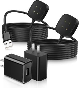 2 Pack Fast Wall Charger for Fitbit Sense/Sense 2/Versa 3/Versa 4 Replacement USB Charging Cable Cord for Fitbit Smart Watch 3.3ft