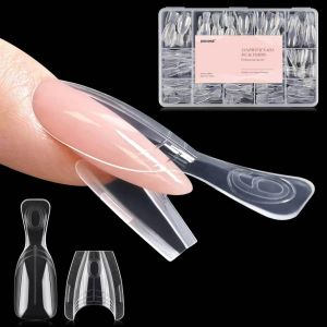 JODSONE 240 PCS Sandwich Nails Dual Forms:Long Coffin Reusable Nail Forms with Guide Lines15 Sizes Nail Mold for Nails ExtensionSalon & Home DIY Nail Art Tools