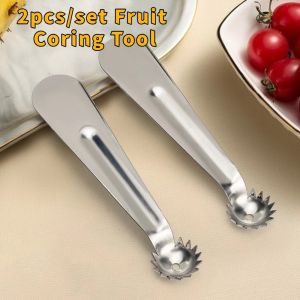 GUHEHARD 2pcs/set Portable Tomato Corer Tool Stainless Steel Mini Top Stem Remover Pineapple Corer Remover Stem Remover Strawberry Huller Cooking Preparation