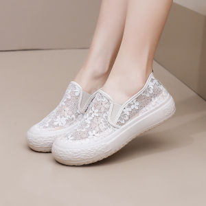 IELGY 2025 Hollow Breathable Mesh Shoes Womens Casual Shoes Lazy Thick-soled One-Foot Pedal Students