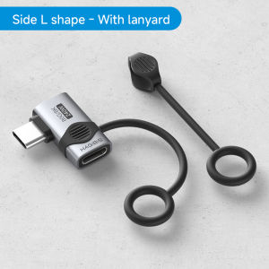 Hagibis 240W USB อะแดปเตอร์ C เป็น C พร้อมสายคล้อง80Gbps ตัวแปลง90องศา8K USB4วิดีโออะแดปเตอร์สำหรับ MacBook Tablet Pro iPhone 16