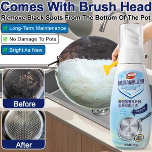 Black Stain Remover Paste For Pots Built-in Brush Remove Black Scorched Dirt Removal Mask For Kitchen Pots And Pans