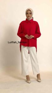 COD JAZLYN TWILL SHIRT OVERSIZE WANITA ATASAN WANITA RAYON KEMEJA WANITA IMPORT LENGAN PANJANG JUMBO