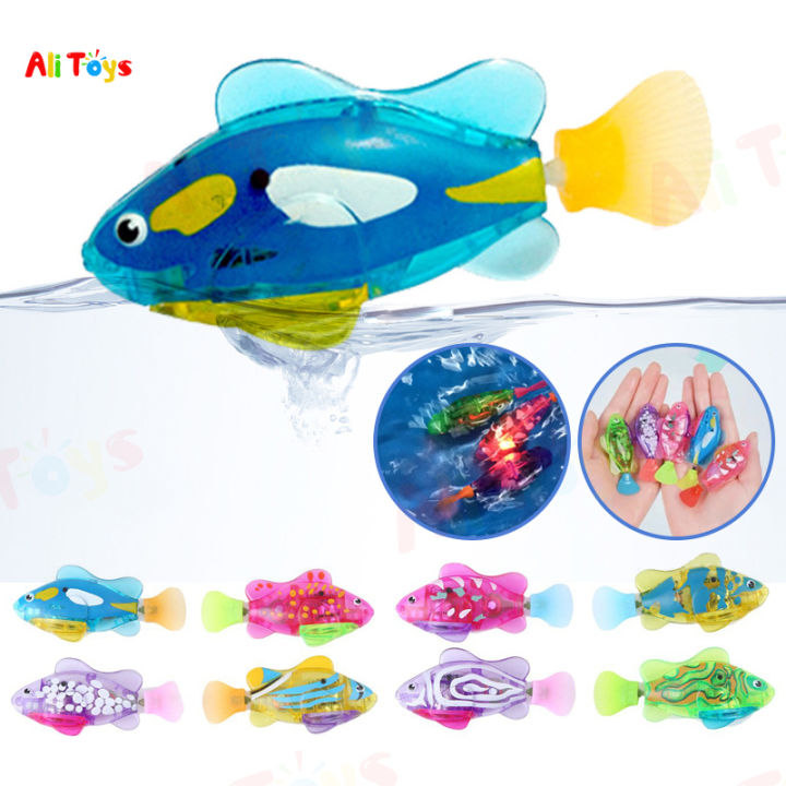 AliToys Robot Electronic Deep Sea Plastic Fish Toys for Kids and Lighting  Aquatic Decoration Toy Baby Kids Bathing Pet Birthdays Gift