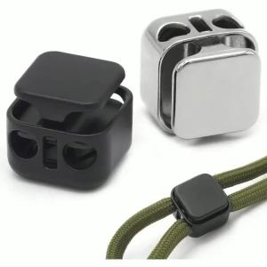 6pcs Pig Nose Square Buckle with Metal Double Hole Drawstring Clip Zinc Alloy Spring Buckle Heavy Duty Rope Lock Buckle