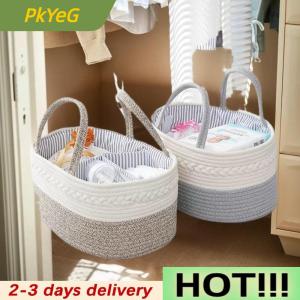 PkYeG Baby Diaper Organizer Bag Woven Cotton Caddy Bag Multipurpose Bag Category Placement Basket