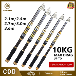 Joran Pancing Portable Carbon Fiber Telescopic  Tongkat Memancing Telescopic Is Bepergian 2.1M-3.6M Air Tawar Alat Penangkap Ikan Luar RuanganJoran Pancing Joran Pancing MurahPortable Carbon Fiber Telescopic Joran Pancing Murah Kuat Teleskopik