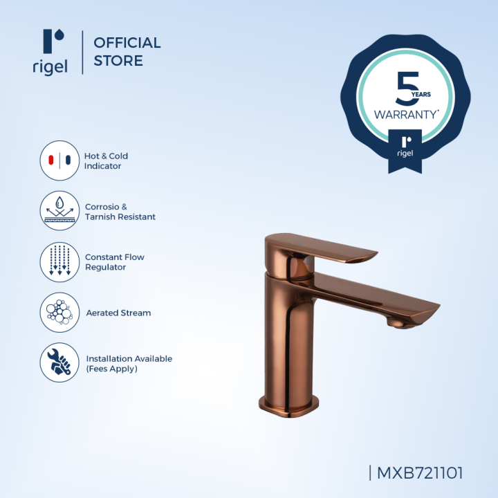 RIGEL Brushed Copper Basin Mixer Tap MXB721101 (BrCu) | Lazada