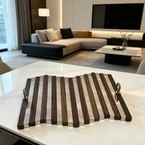 xpkQ Vintage Decorative Tray Unique Luxury Display Tray Wooden Aesthetic Trays Table Decoration Bedroom Accessories Home Decor Props X2Z8B