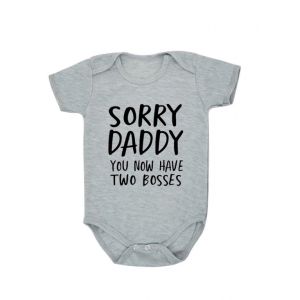 0-18M Sorry Daddy You Know You Have Two Bosses Print Funny Cotton Rompers For Newborn Baby Bebe Boy Girl Short Sleeve Jumpsuit END2