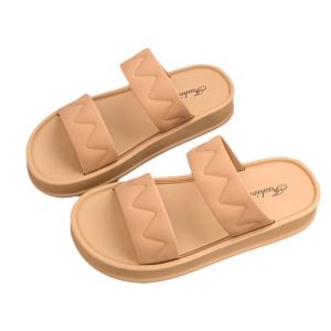 SDSFD Anti Slip Flat Bottom Slippers PVC Soft Sole Slippers Women Sweet Beachwear Shoes Platform Slides Sandals Summer
