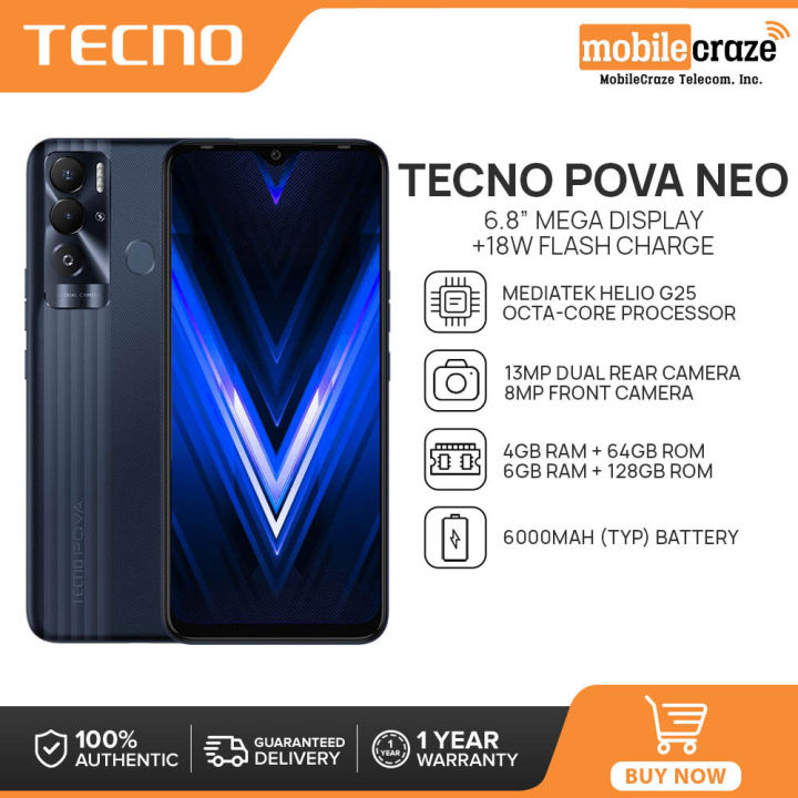 64gb Rom Tecno Mobile 6000 Mah Battery Tecno Pova Neo 4GB/6GB RAM+