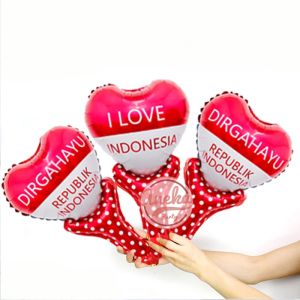 Balon Foil Pentungan Dirgahayu Love / Balon Pentung HUT RI Merah Putih / balon indonesia