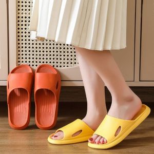 KSHU7 Waterproof Women Bathroom Slippers Non-Slip Thick Sole Pillow Slippers Fashion Hollow Out Mens Shower Shoes Bath
